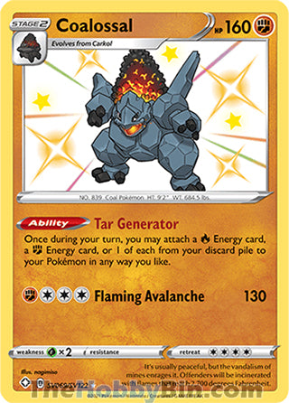 Coalossal #SV069/SV122 Shiny Holo Rare - Shining Fates Pokemon card