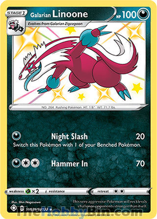 Galarian Linoone #SV079/SV122 Shiny Holo Rare - Shining Fates Pokemon card