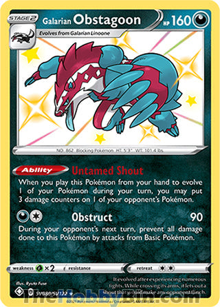 Galarian Obstagoon #SV080/SV122 Shiny Holo Rare - Shining Fates Pokemon card