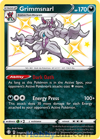 Grimmsnarl #SV085/SV122 Shiny Holo Rare - Shining Fates Pokemon card