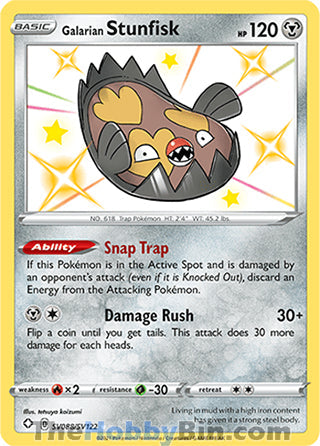 Galarian Stunfisk #SV088/SV122 Shiny Holo Rare - Shining Fates Pokemon card