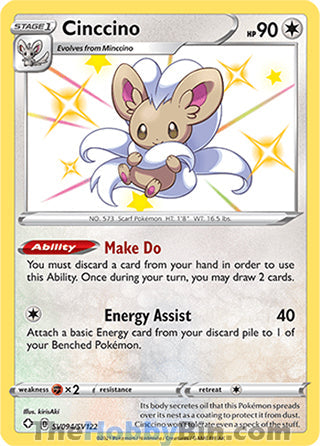 Cinccino #SV094/SV122 Shiny Holo Rare - Shining Fates Pokemon card