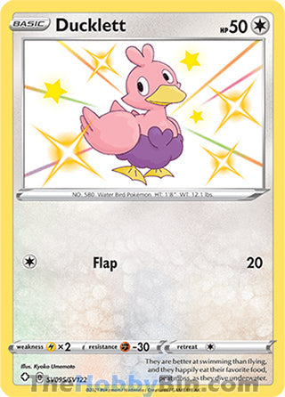 Ducklett #SV095/SV122 Shiny Holo Rare - Shining Fates Pokemon card