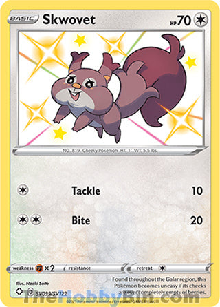Skwovet #SV099/SV122 Shiny Holo Rare - Shining Fates Pokemon card