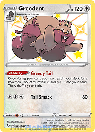 Greedent #SV100/SV122 Shiny Holo Rare - Shining Fates Pokemon card