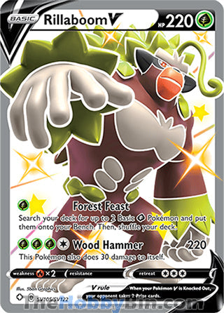 Rillaboom V #SV105/SV122 Shiny Holo Rare - Shining Fates Pokemon card