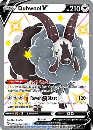 Dubwool V #SV120/SV122 Shiny Holo Rare - Shining Fates Pokemon card
