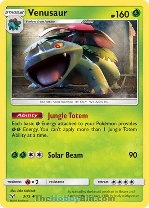 Venusaur #3/73 Uncommon - Shining Legends Pokemon card