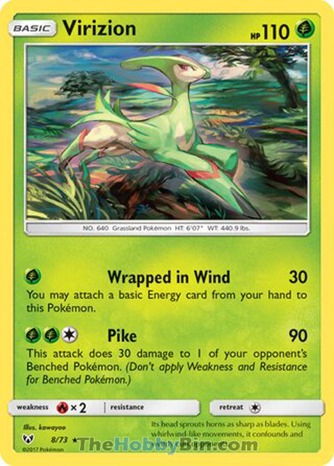 Virizion #8/73 Holo Rare - Shining Legends Pokemon card