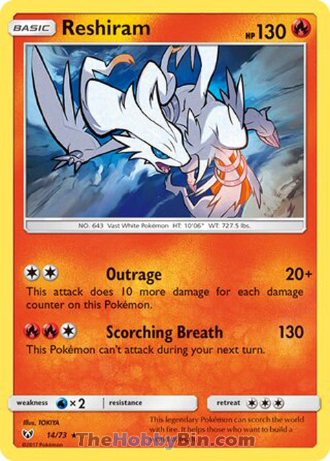 Reshiram Shining Legends Holo Rare #14/73