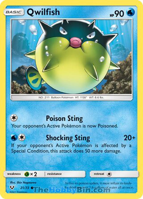 Qwilfish #21/73 Common - Shining Legends Pokemon card
