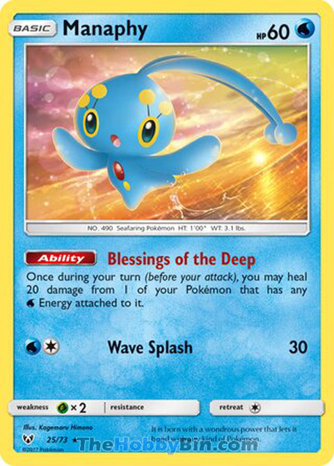 Manaphy Shining Legends Holo Rare #25/73