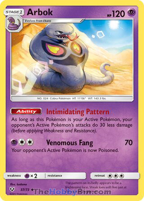 Arbok Shining Legends Uncommon #37/73