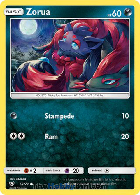 Zorua #52/73 Common - Shining Legends Pokemon card
