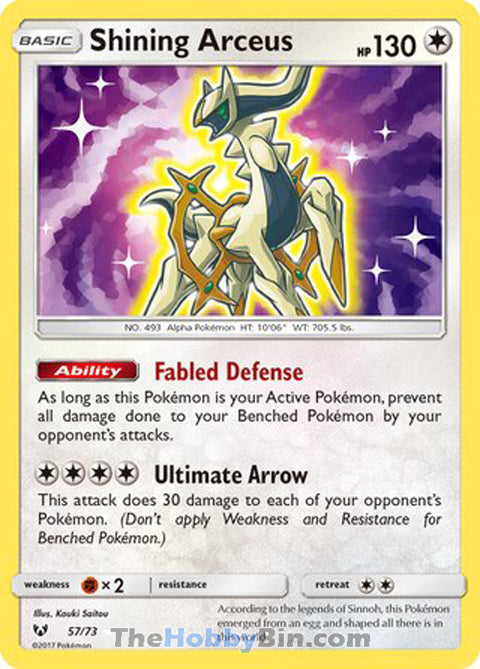 Shining Arceus #57/73 Shiny Holo Rare - Shining Legends Pokemon card