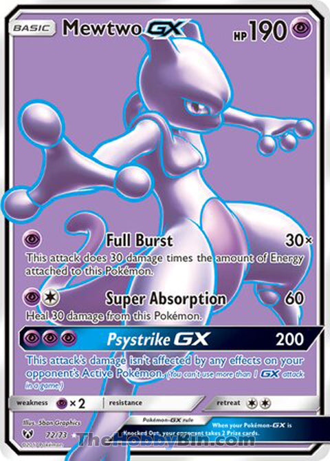 Mewtwo GX #72/73 Ultra Rare - Shining Legends Pokemon card