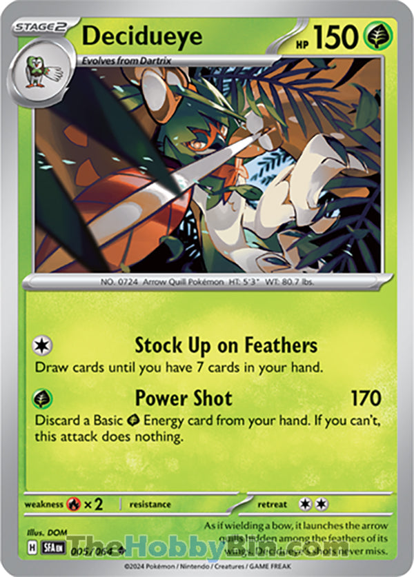 Decidueye #005/064 Uncommon - Shrouded Fable Pokemon card