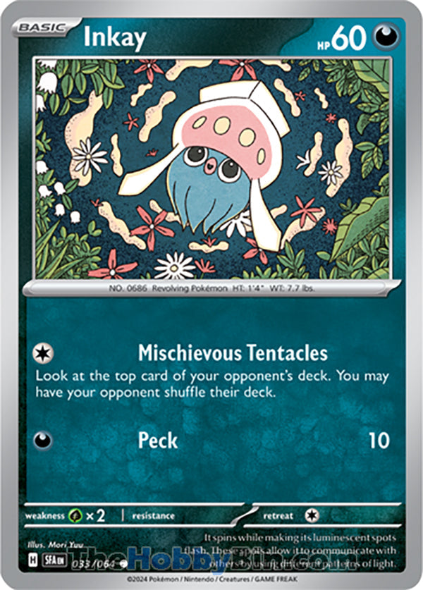 Inkay #033/064 Common - Shrouded Fable Pokemon card
