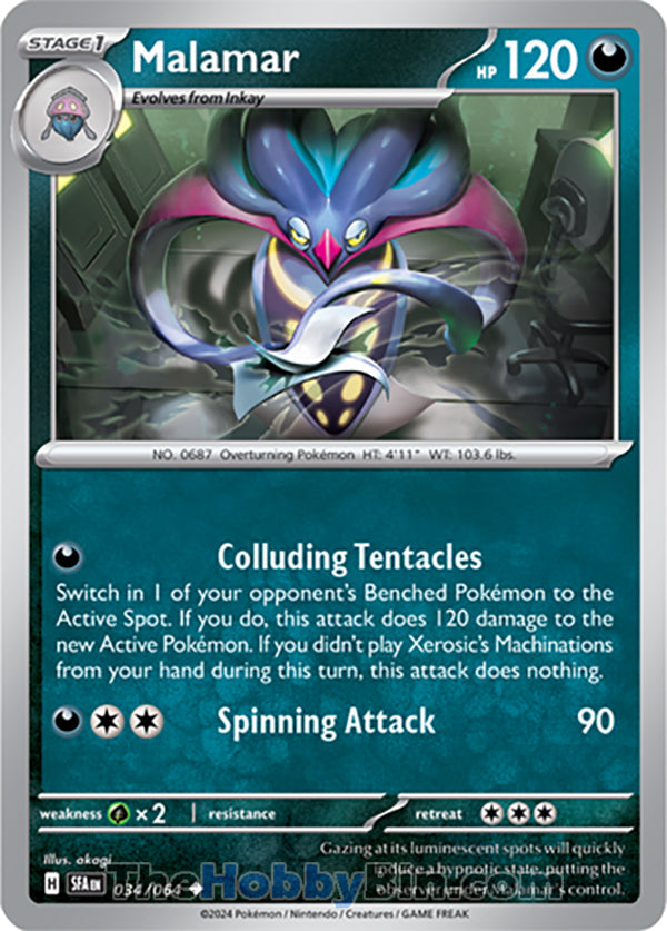 Malamar #034/064 Uncommon - Shrouded Fable Pokemon card