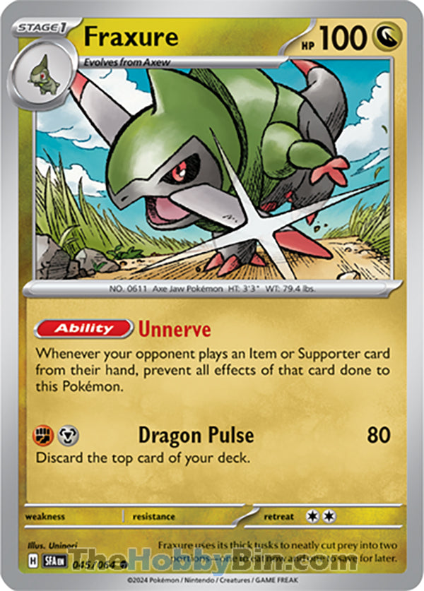 Fraxure #045/064 Common - Shrouded Fable Pokemon card