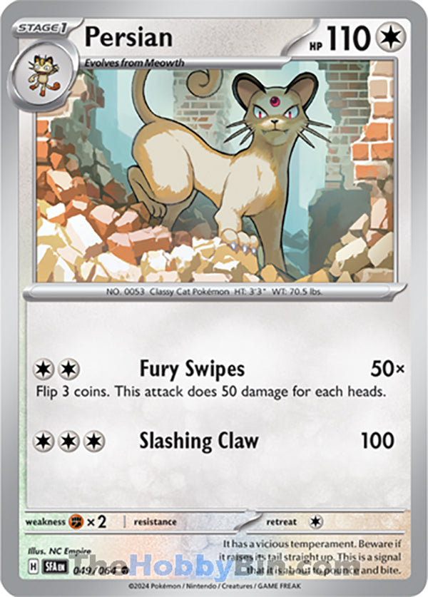 Persian #049/064 Common - Shrouded Fable Pokemon card
