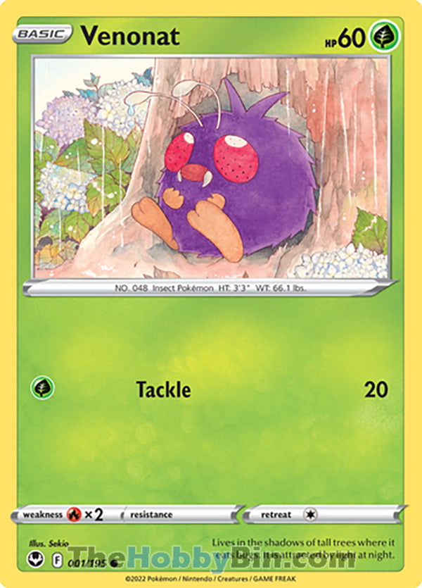 Venonat #1/195 Common - Silver Tempest Pokemon card