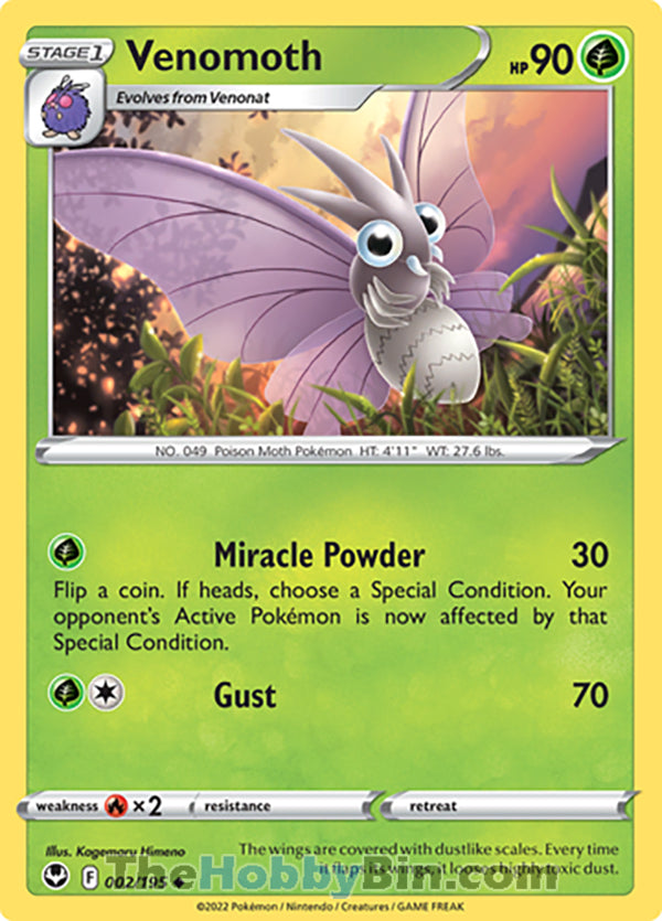 Venomoth #2/195 Uncommon - Silver Tempest Pokemon card