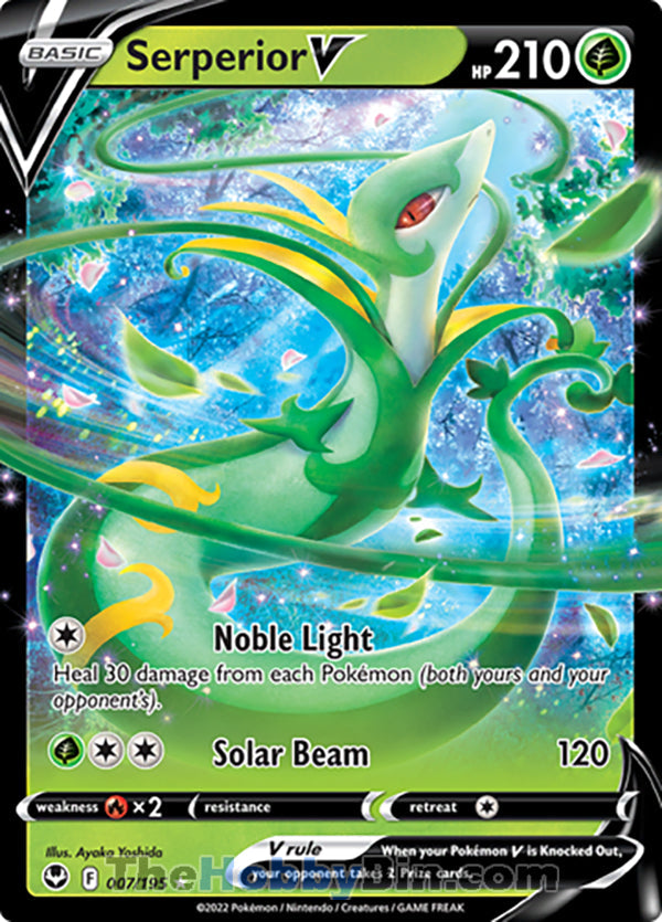 Serperior V #7/195 Ultra Rare V - Silver Tempest Pokemon card