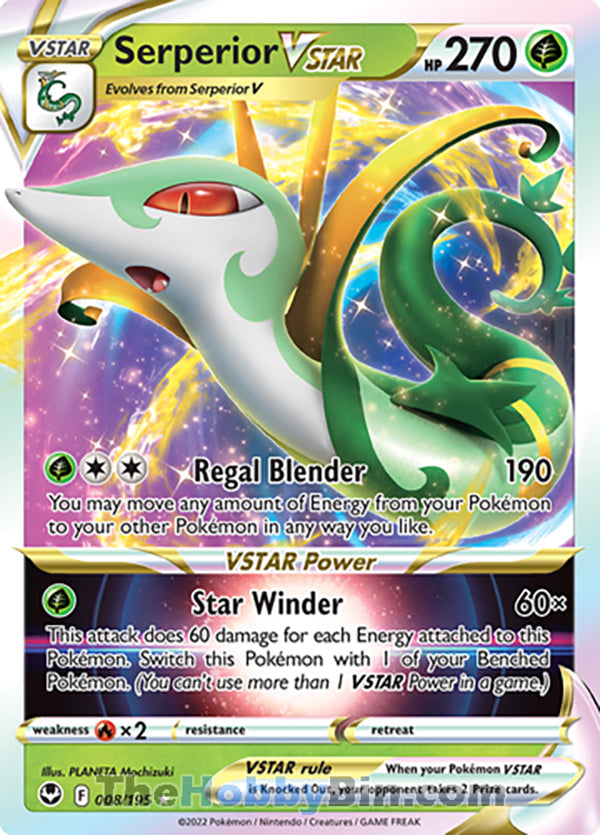 Serperior VSTAR #8/195 Ultra Rare VSTAR - Silver Tempest Pokemon card
