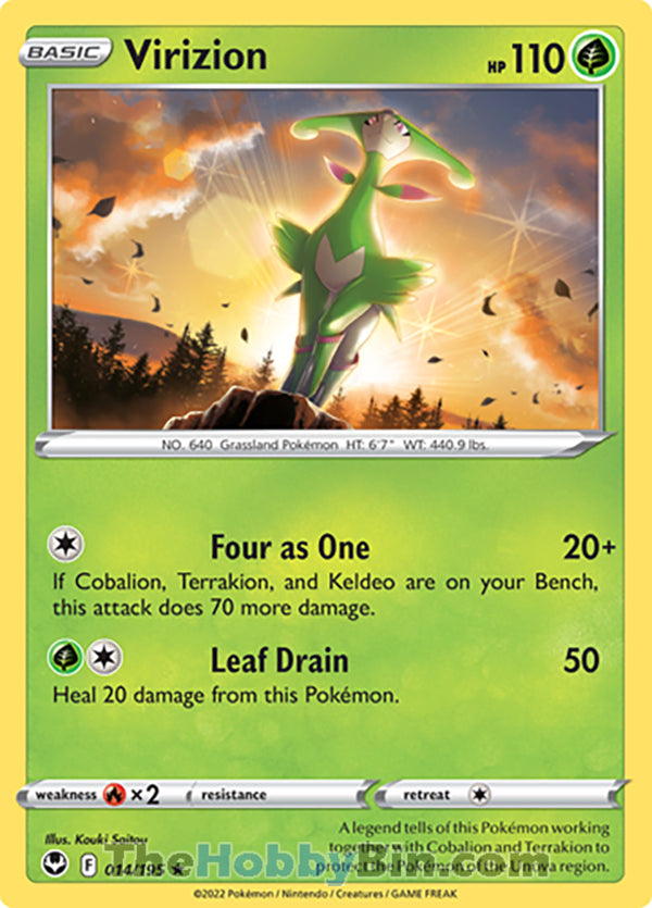 Virizion #14/195 Rare - Silver Tempest Pokemon card