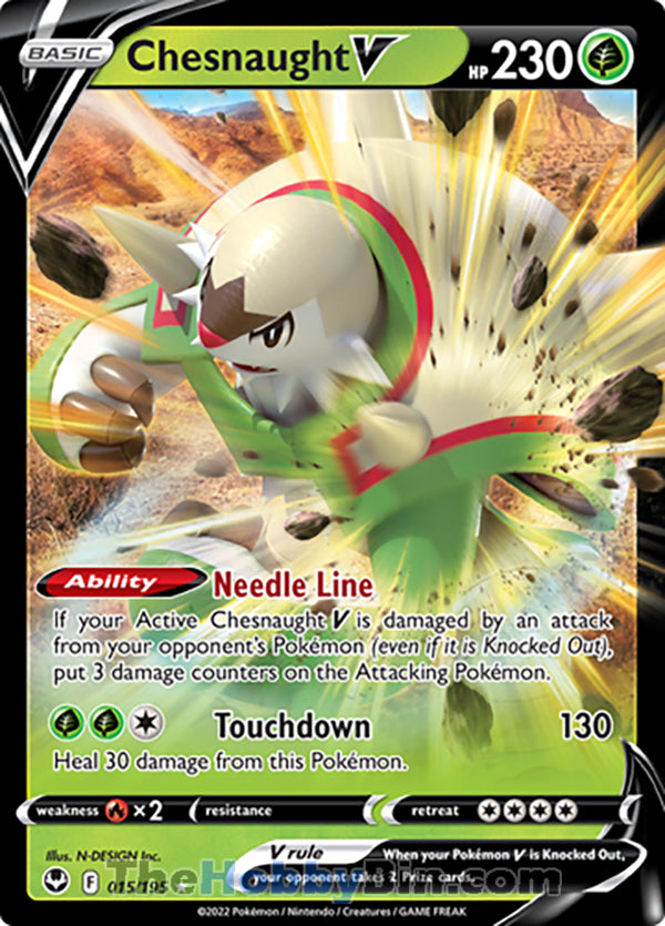 Chesnaught V #15/195 Ultra Rare V - Silver Tempest Pokemon card