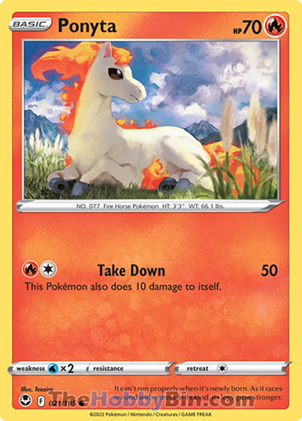 Ponyta #21/195 Common - Silver Tempest Pokemon card