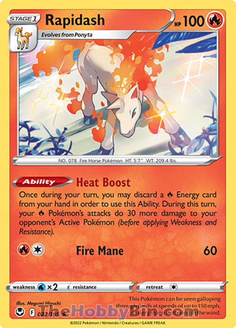 Rapidash Silver Tempest Holo Rare #022/195