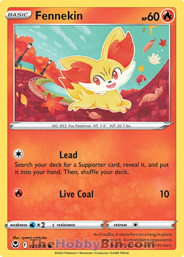 Fennekin #25/195 Common - Silver Tempest Pokemon card