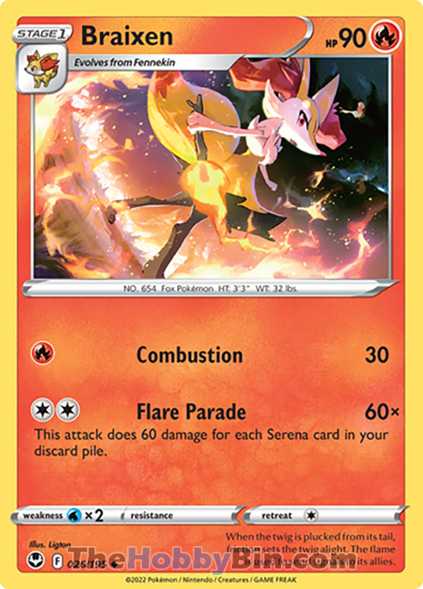 Braixen #26/195 Uncommon - Silver Tempest Pokemon card
