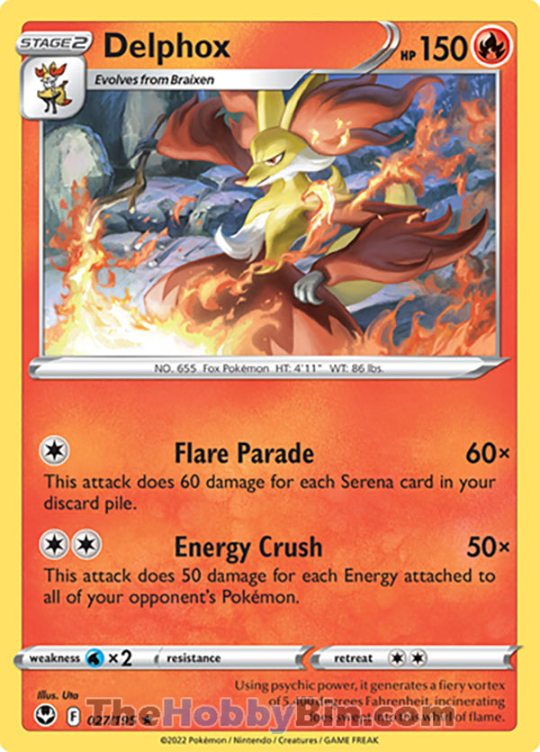 Delphox #27/195 Rare - Silver Tempest Pokemon card