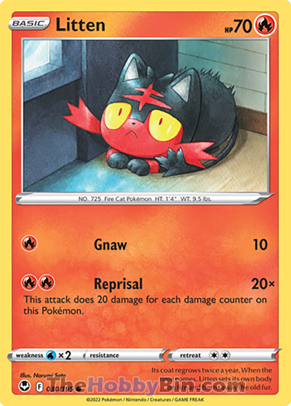 Litten #30/195 Common - Silver Tempest Pokemon card