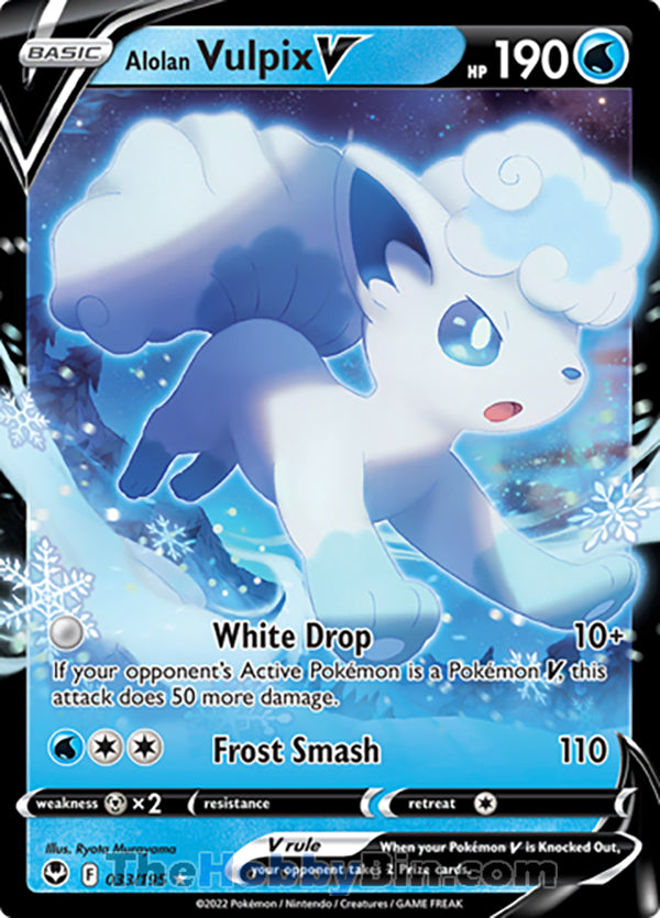 Alolan Vulpix V #33/195 Ultra Rare V - Silver Tempest Pokemon card