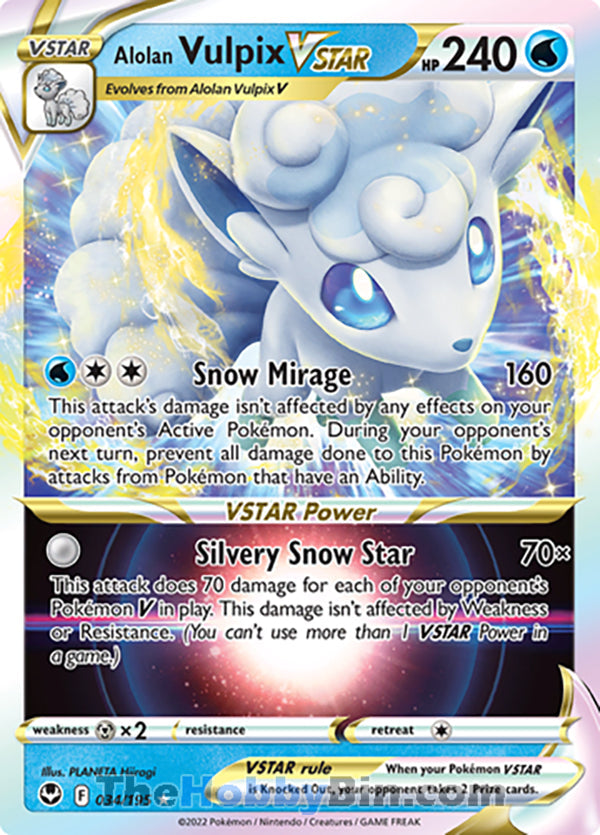 Alolan Vulpix VSTAR #34/195 Ultra Rare VSTAR - Silver Tempest Pokemon card