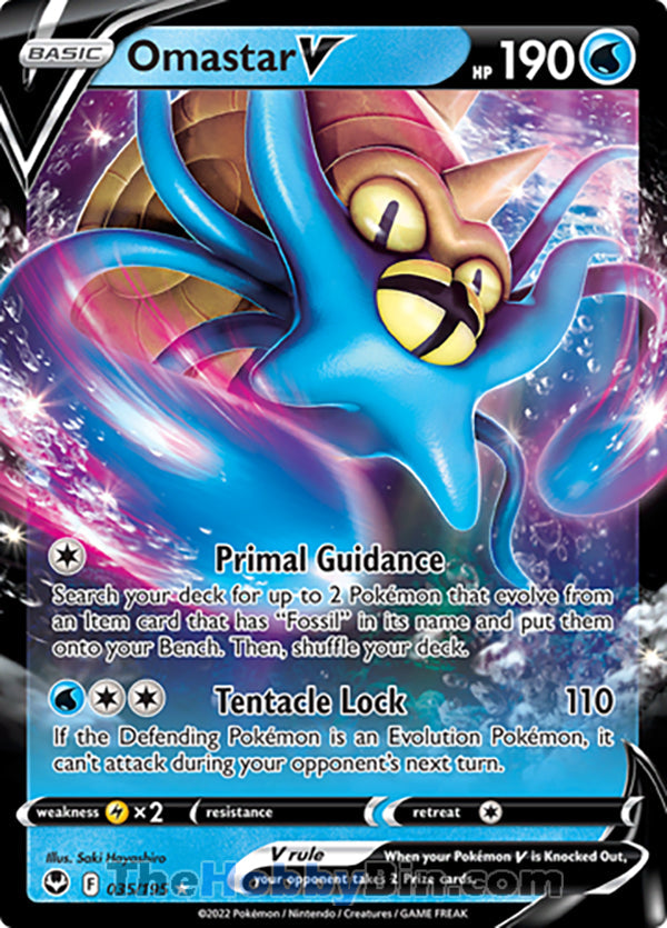 Omastar V #35/195 Ultra Rare V - Silver Tempest Pokemon card