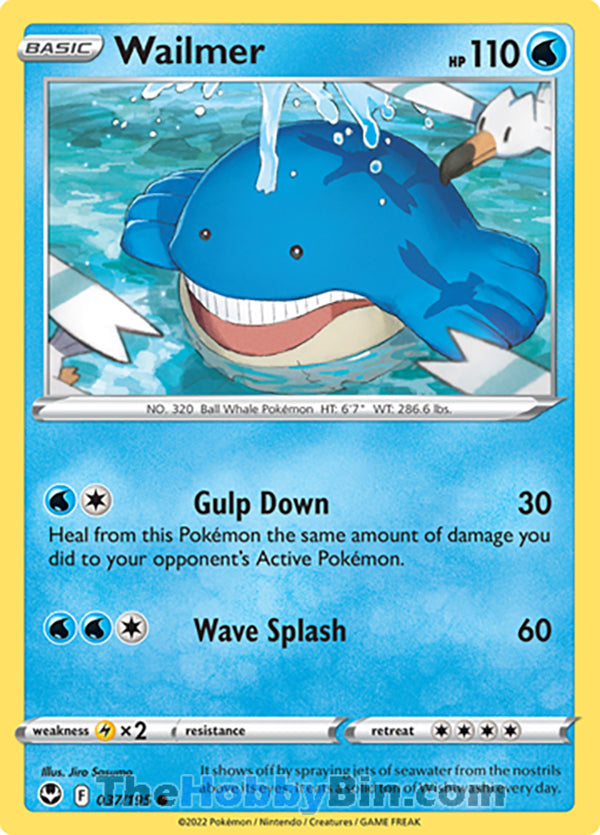 Wailmer #37/195 Common - Silver Tempest Pokemon card