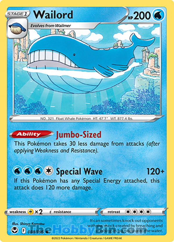Wailord #38/195 Uncommon - Silver Tempest Pokemon card