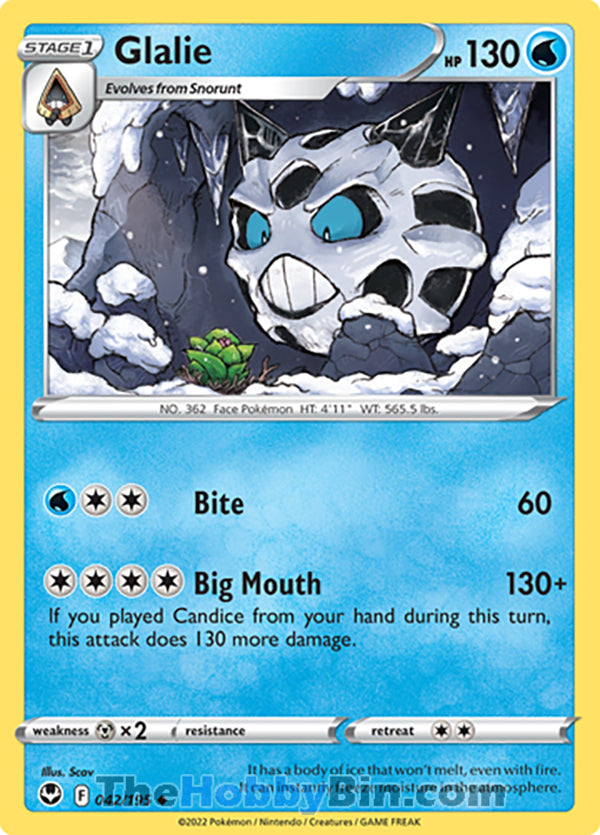 Glalie #42/195 Uncommon - Silver Tempest Pokemon card