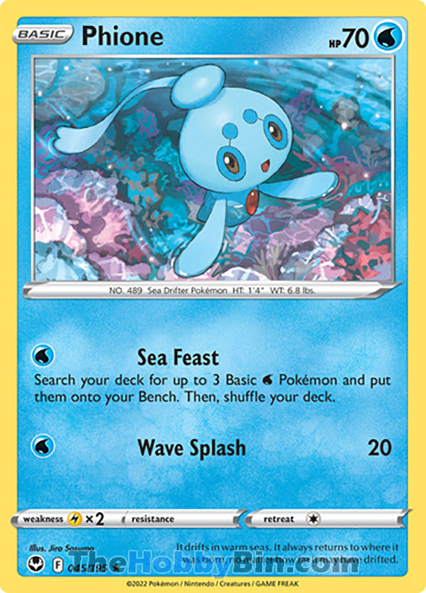 Phione #45/195 Rare - Silver Tempest Pokemon card