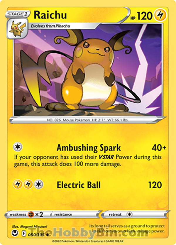Raichu #50/195 Uncommon - Silver Tempest Pokemon card