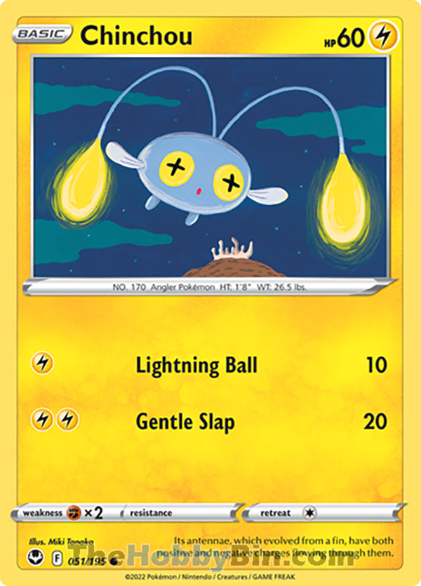 Chinchou #51/195 Common - Silver Tempest Pokemon card