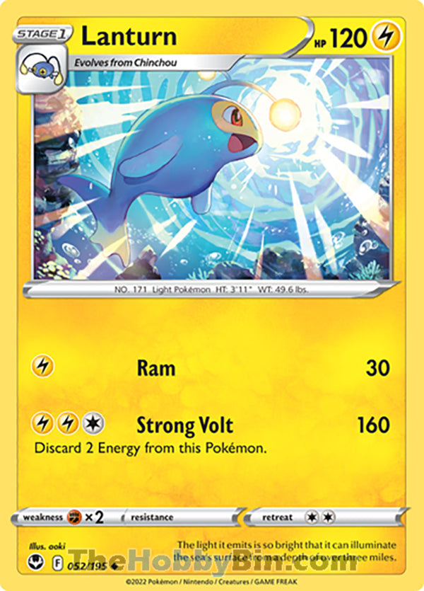 Lanturn #52/195 Uncommon - Silver Tempest Pokemon card