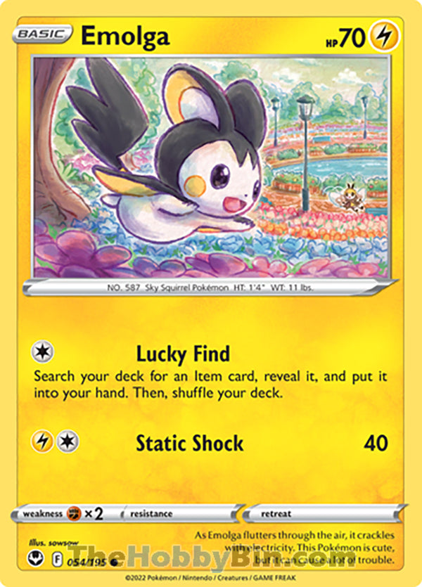 Emolga #54/195 Common - Silver Tempest Pokemon card