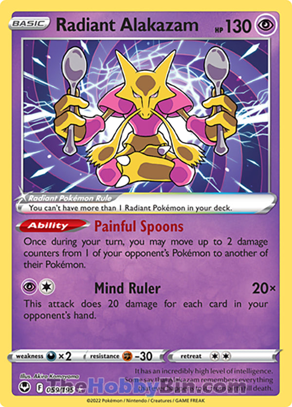 Radiant Alakazam #59/195 Radiant - Silver Tempest Pokemon card