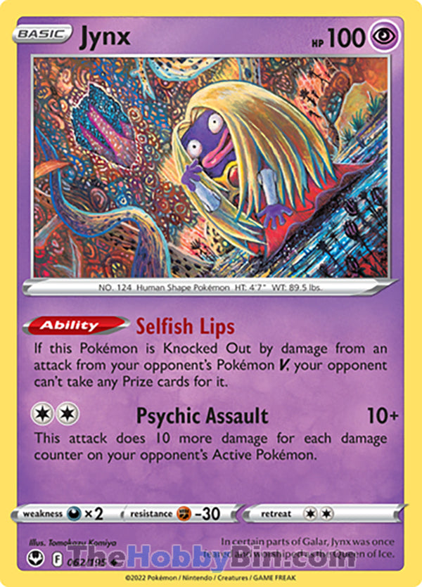 Jynx #62/195 Uncommon - Silver Tempest Pokemon card